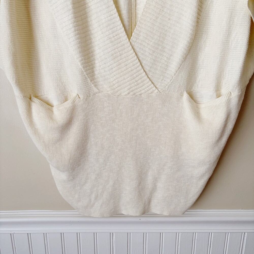 FP Beach | Pullover Sweater Surplice V-neck Pockets Boho Relaxed Cream Large - Picture 4 of 8